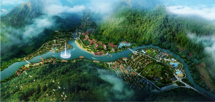 度假综合体项目旅游规划公司为乳源香谷温泉做旅游规划鸟瞰图