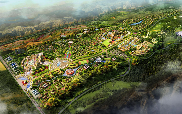 度假综合体项目旅游规划院设计新疆博峰明珠旅游综合体旅游规划鸟瞰图