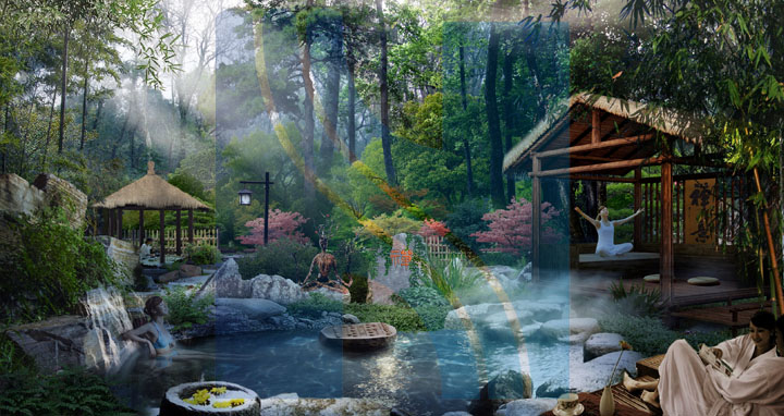森林旅游策划公司的美的·森泉谷温泉度假中心禅林泉旅游规划效果图